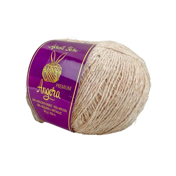 Пряжа Avanti Yarn Angora Premium (Ангора Преміум) №EF53/2028 світлий беж, ангора з люрексом і паєтками EF53/2028 фото Пряжа Avanti Yarn Angora Premium (Ангора Преміум) №EF53/2028 світлий беж, ангора з люрексом і паєтками EF53/2028 фото