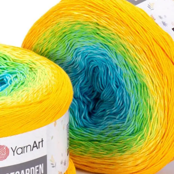 Пряжа YarnArt Rosegarden №310, хлопок, секционное окрашивание нитки для вязания спицами и крючком 310 фото