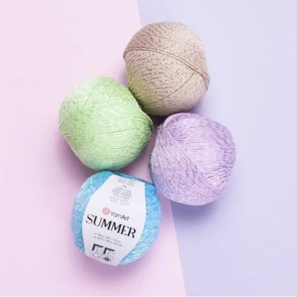 Пряжа Yarnart Summer №33 бирюза, хлопок с вискозой нитки для вязания спицами и крючком спицами и крючком 33 фото