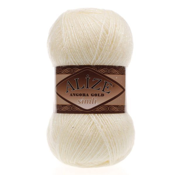 Пряжа Alize Angora Gold Simli (Ангора Голд Сімлі) №67 молочно-бежевий, вовна з металіком, нитки для в’язання 67 фото Пряжа Alize Angora Gold Simli (Ангора Голд Сімлі) №67 молочно-бежевий, вовна з металіком, нитки для в’язання 67 фото