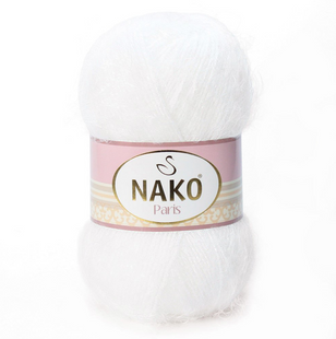 Пряжа Nako Paris №208 білий (фантазійна пряжа) 100 г, 245 м 208 фото