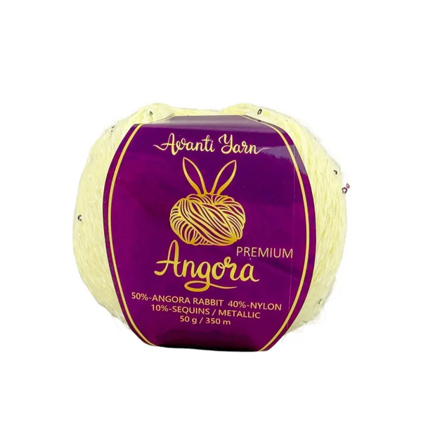 Пряжа Avanti Yarn Angora Premium (Ангора Преміум) №EF07/959 світло-жовтий, ангора з люрексом і паєтками EF07/959 фото Пряжа Avanti Yarn Angora Premium (Ангора Преміум) №EF07/959 світло-жовтий, ангора з люрексом і паєтками EF07/959 фото