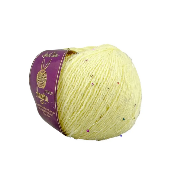 Пряжа Avanti Yarn Angora Premium (Ангора Преміум) №EF07/959 світло-жовтий, ангора з люрексом і паєтками EF07/959 фото Пряжа Avanti Yarn Angora Premium (Ангора Преміум) №EF07/959 світло-жовтий, ангора з люрексом і паєтками EF07/959 фото