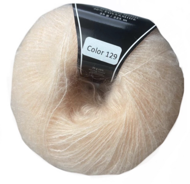 Пряжа AVANTI YARN KID MOHAIR №129 персиковая пудра, пряжа-мохер полушерсть, для вязания крючком и спицами 129 фото