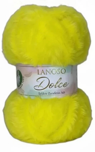 Пряжа Lanoso DOLCE №913 жовтий, пряжа імітація хутра, для ручного в'язання спицями та гачком 913 фото