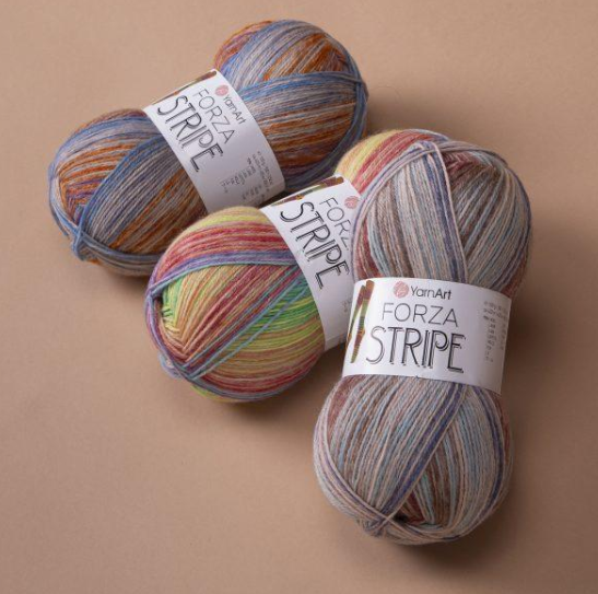 Пряжа YarnArt Forza Stripe №2804, полушерсть для носков, для ручной вязки спицами и крючком 2804 фото