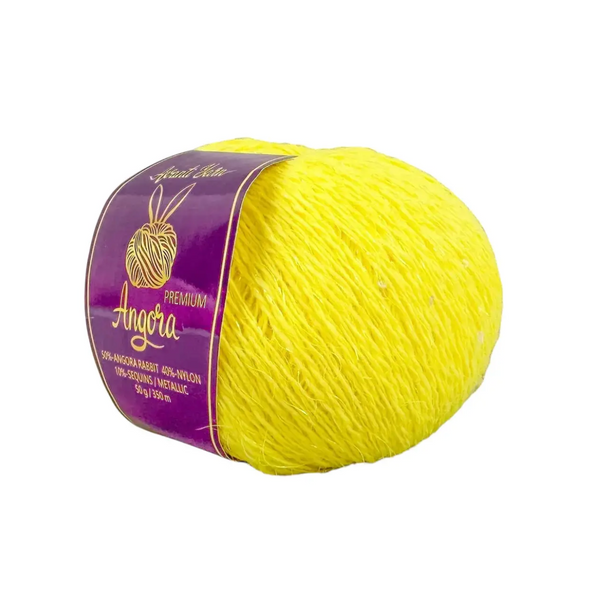 Пряжа Avanti Yarn Angora Premium (Ангора Преміум) №EF39/101 яскраво-жовтий, ангора з люрексом і паєтками EF39/101 фото Пряжа Avanti Yarn Angora Premium (Ангора Преміум) №EF39/101 яскраво-жовтий, ангора з люрексом і паєтками EF39/101 фото