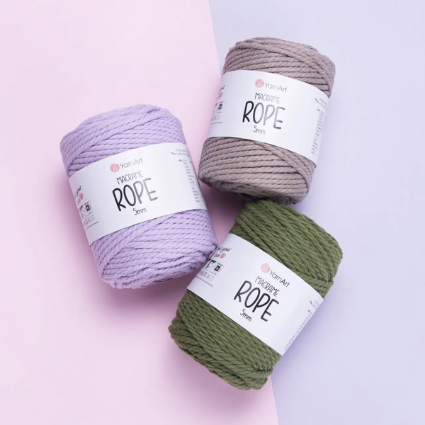 Пряжа Yarnart Macrame Rope 5 мм №761 джинсовый, шнур для вязания макраме 761 фото