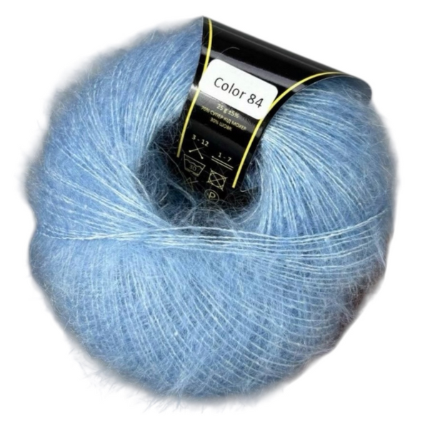 Пряжа Avanti Yarn SUPER KID SILK №84 блакитний, пряжа-мохер з шовком, для в'язання гачком и спицями 84 фото