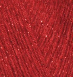 Пряжа Alize Angora Gold Simli (Ангора Голд Сімлі) №106 червоний, вовна з металіком, нитки для в&rsquo;язання 106 фото