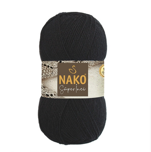 Пряжа Nako Super Inci №217 чорний (вовна з акрилом) 100 г, 260 м 217 фото