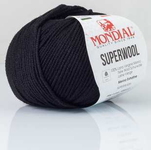 Пряжа Mondial Superwool №200 чорний (мериносова вовна) 125 м, 50 г 200 фото
