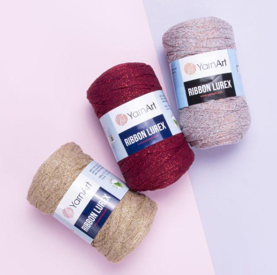 Пряжа YarnArt Ribbon Lurex №734 розовый, с люрексом для вязания спицами и крючком 734 фото