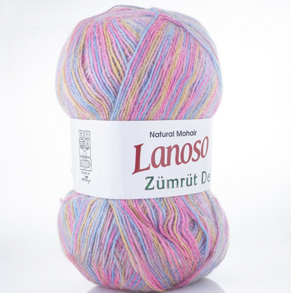 Пряжа Lanoso ZUMRUT Delux (Зумрут Делюкс) №7121 жовтий-блакитний-рожевий (Пряжа мохер, нитки для в'язання) 7121 фото Пряжа Lanoso ZUMRUT Delux (Зумрут Делюкс) №7121 жовтий-блакитний-рожевий (Пряжа мохер, нитки для в'язання) 7121 фото