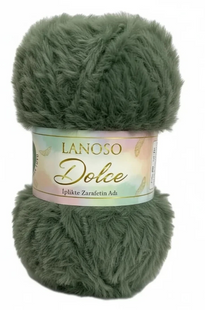 Пряжа Lanoso DOLCE №929 хакі, пряжа імітація хутра, для ручного в'язання спицями та гачком 929 фото