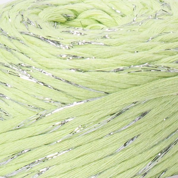 Пряжа Yarnart TWISTED MACRAME 3 мм LUREX №755 светло-зеленый люрекс серебро, нитки для макраме 755 фото