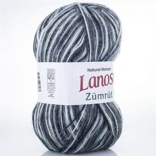 Пряжа Lanoso ZUMRUT Delux (Зумрут Делюкс) №7124 чорно-білий (Пряжа мохер, нитки для в'язання) 7124 фото