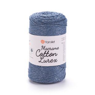 Пряжа Yarnart Macrame Cotton Lurex №730 джинс, нитки для в'язання макраме 730 фото