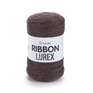 Пряжа YarnArt Ribbon Lurex №736 коричневий, з люрексом для в'язання спицями та гачком 736 фото