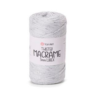 Пряжа Yarnart TWISTED MACRAME 3 мм LUREX №756 сірий люрекс срібло, нитки для макраме 756 фото