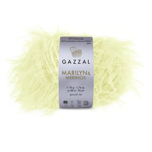 Пряжа Gazzal Marilyn & Merinos №8262 блідо-жовтий колір, 88м/50гр, 41% Superwash мериносова вовна, для ручного в'язання спицями та гачком 8262 фото Пряжа Gazzal Marilyn & Merinos №8262 блідо-жовтий колір, 88м/50гр, 41% Superwash мериносова вовна, для ручного в'язання спицями та гачком 8262 фото