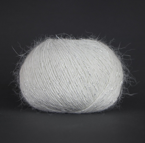 Пряжа Avanti Yarn Angora Premium (Ангора Премиум) №ЕF10/101 белый c серебром, ангора с люрексом и пайетками ЕF10/101 фото
