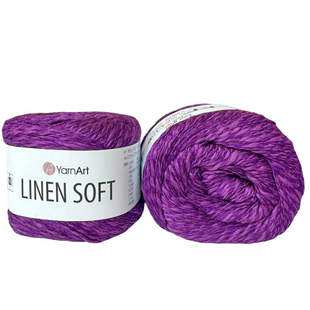 Пряжа YarnArt Linen Soft №7324 фіолетовий, бавовна, віскоза з льоном, нитки для вʼязання спицями та гачком 7324 фото