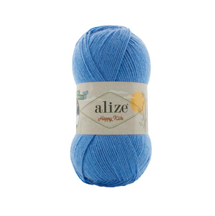 Пряжа Alize HAPPY KIDS №237 синій, пряжа вовна з бамбуком, для ручного в'язання спицями та гачком 237 фото