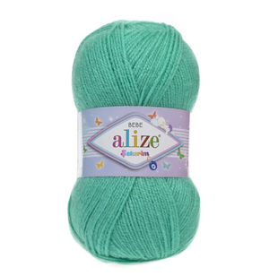Пряжа Alize Sekerim Bebe (Секерим Бейби) №249 зеленая бирюза, акрил, нитки для вязания 249 фото