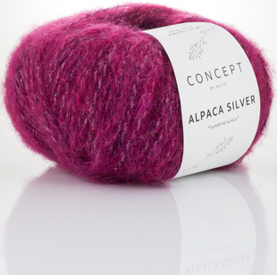 Пряжа Katia Alpaca Silver №271 яркая фуксия + люрекс серебро(альпака, люрекс) 120 м, 25 г 271 фото