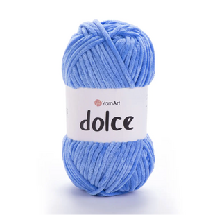 Пряжа Yarnart Dolce №777 темно-блакитний - плюшева, велюр для в'язання спицями і гачком 777 фото