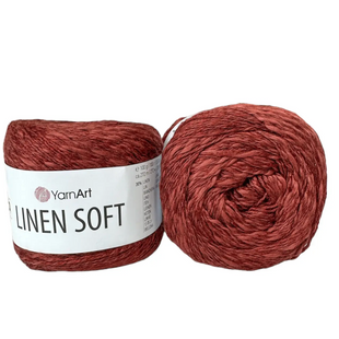 Пряжа YarnArt Linen Soft №7309 коричневий, бавовна, віскоза з льоном, нитки для вʼязання спицями та гачком 7309 фото