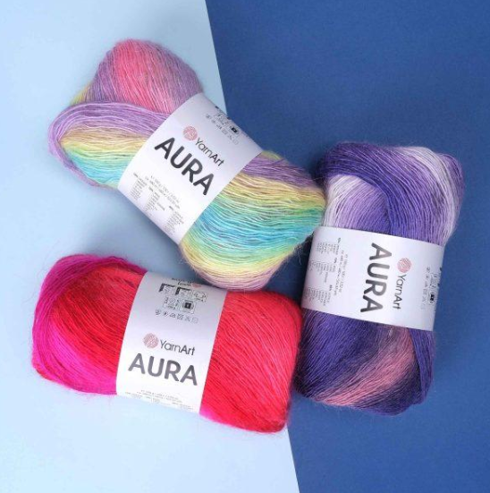 Пряжа YarnArt Aura №6501 сірий (мохер, вовна) 100 г 480 м 6501 фото