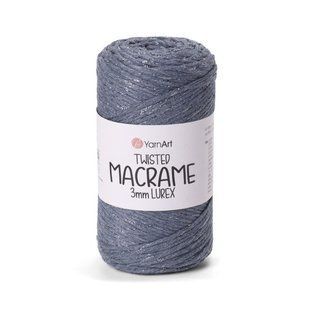 Пряжа Yarnart TWISTED MACRAME 3 мм LUREX №761 синій люрекс срібло, нитки для макраме 761 фото