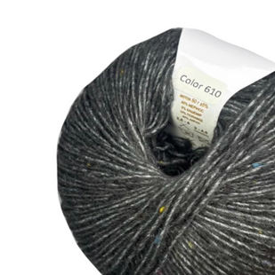 Пряжа Avanti Yarn ROYAL TWEED №610 темно-сірий, пряжа твідова з кашемиром, нитки для в'язання гачком и спицями 610 фото