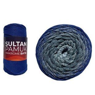 Пряжа Sultan Pamuk Makrome Batik №221 синій (макраме) 250 г 225 м 221 фото