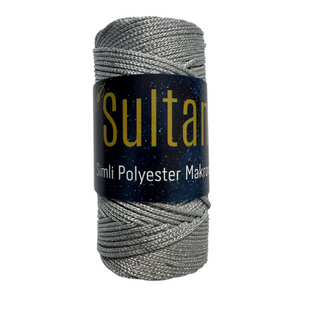Пряжа Sultan SIMLI POLYESTER MAKROME (Сімлі Поліестер Макроме) №1060 світло-сірий срібний люрекс, пряжа для сумок макраме 1060 фото
