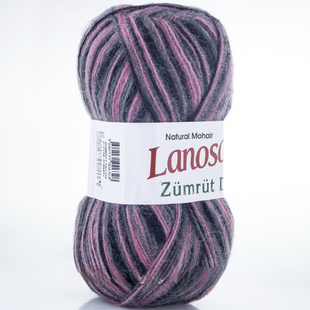 Пряжа Lanoso ZUMRUT Delux (Зумрут Делюкс) №7139 сірий-чорний-рожевий (Пряжа мохер, нитки для в'язання) 7139 фото