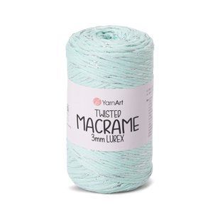Пряжа Yarnart TWISTED MACRAME 3 мм LUREX №775 м'ятний люрекс срібло, нитки для макраме 775 фото