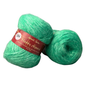 Пряжа Avanti Yarn FLUFFY ALPACA №084 яскрава м'ята, напіввовняна, для ручного в'язання спицями та гачком 084 фото