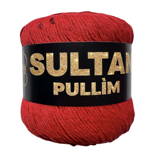 Пряжа Sultan PULLIM (Султан Пуллім) №3401 червоний паєтка в тон, пряжа бавовна з паєткою, нитки для в'язання спицями та гачком 3401 фото