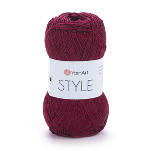 Пряжа Yarnart Style №676 бордо, бавовна з віскозою нитки для в'язання спицями та гачком 676 фото