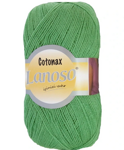 Пряжа Lanoso COTONAX №921 світло-зелений пряжа бавовни з акрилом, для ручного в'язання спицями та гачком 921 фото
