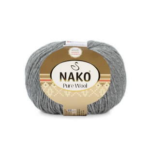 Пряжа Nako Pure Wool №00194 сірий, пряжа 100% вовна, для ручного в'язання спицями та гачком 00194 фото