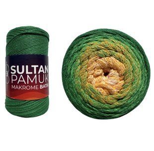 Пряжа Sultan Pamuk Makrome Batik&nbsp;(Памук Макроме Батик) №226 зелений (Пряжа для сумок макраме, нитки для в'язання) 226 фото