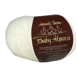 Пряжа AVANTI YARN BABY ALPACA №50 білий, пряжа напіввовняна, для в'язання гачком и спицями 50 фото