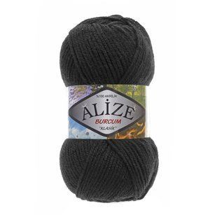 Пряжа Alize Burcum Klasik №60 чорний, 210 м 100 г, 100% акрил 60 фото