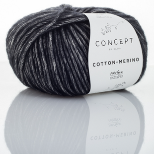 Пряжа Katia Cotton-Merino №108 чорний (бавовна, мериносова вовна) 105 м, 50 г 108 фото