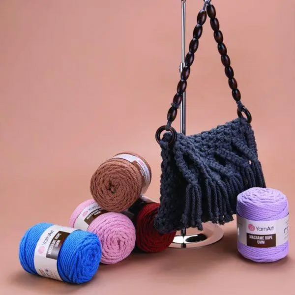 Пряжа Yarnart Macrame Rope 5 мм №800 яскраво-помаранчевих, шнур для в'язання макраме 800 фото