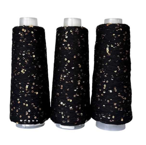 Пряжа Infinity Yarn Поетка на котоне 3 мм №009 черный + золото (100% хлопок) 100 г, 800 м 009 фото Пряжа Infinity Yarn Поетка на котоне 3 мм №009 черный + золото (100% хлопок) 100 г, 800 м 009 фото